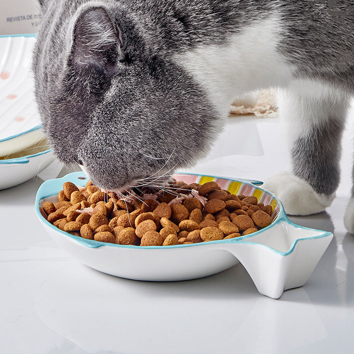 Pet Fish Shaped Ceramic Feeding Bowl Plate