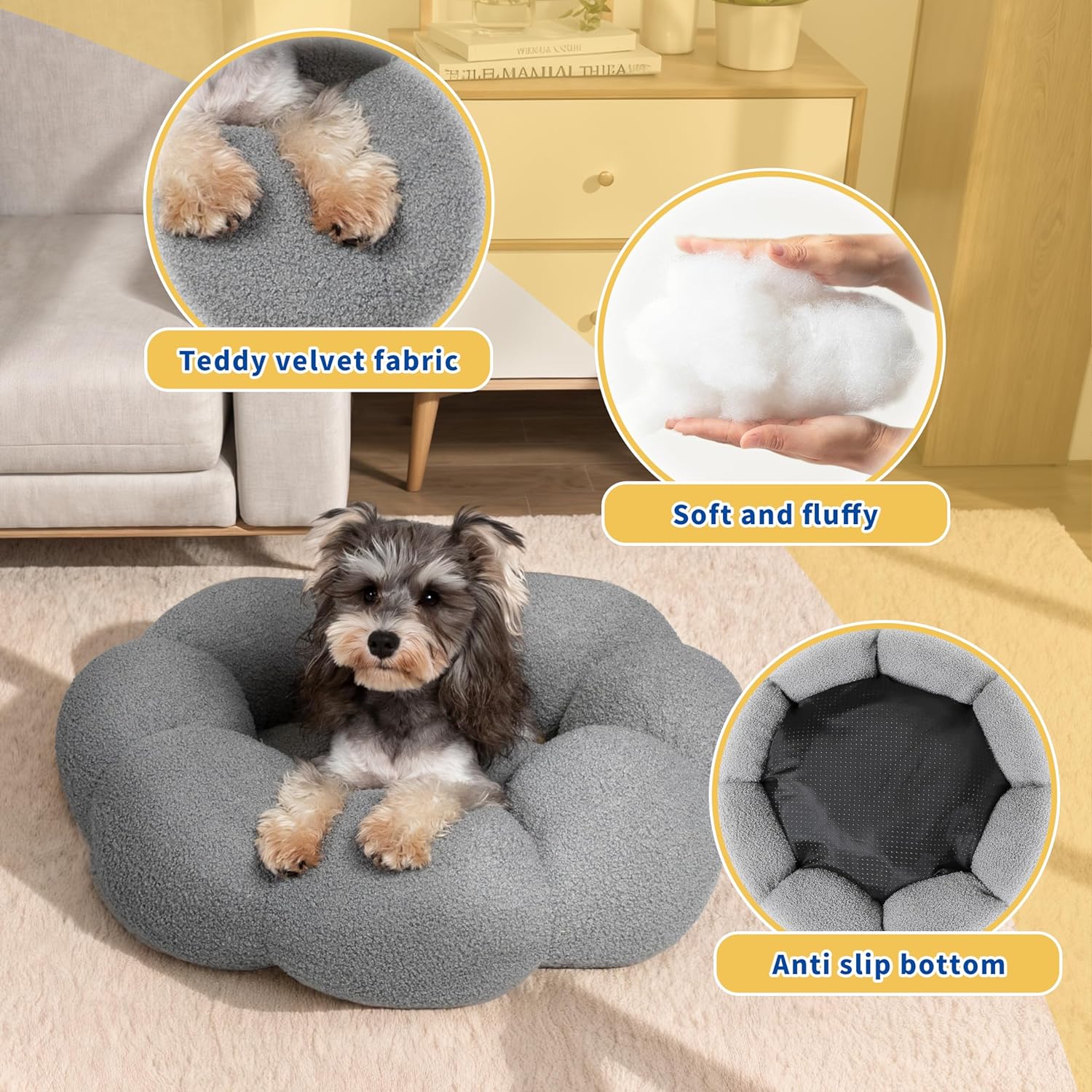 Calming Pet Round Plush Donut Cuddler Bed