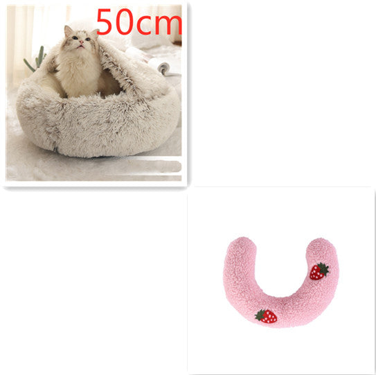 2 In 1 Pet Winter Round Plush Bed House