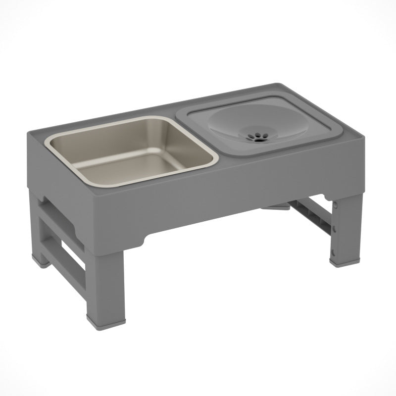 Pet Double Stainless Stand Adjustable Feeding Bowl