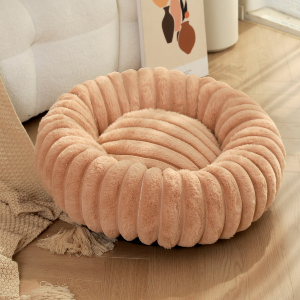 Warm Pet Round Plush Nest Kennel Winter Mat Bed