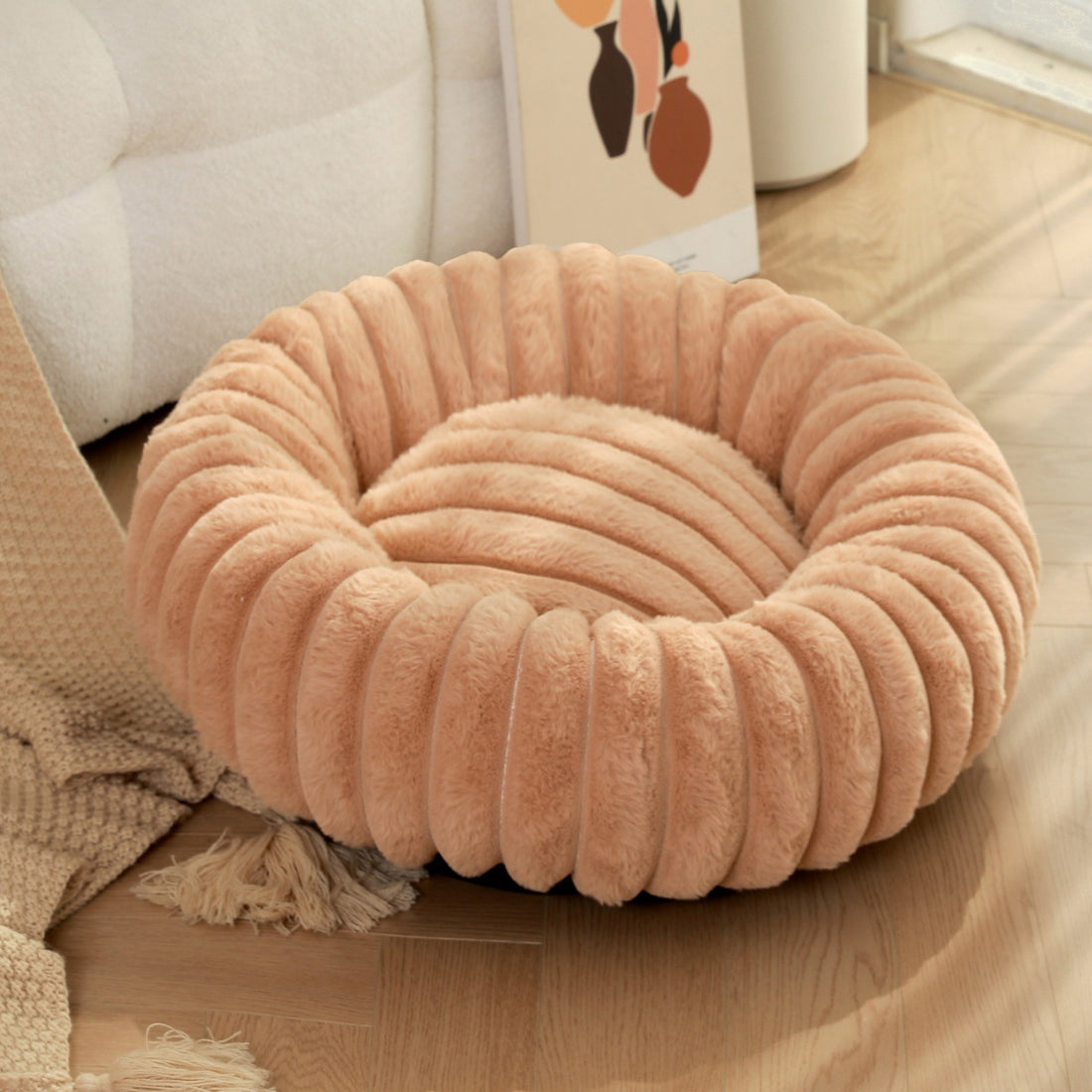 Warm Pet Round Plush Nest Kennel Winter Mat Bed
