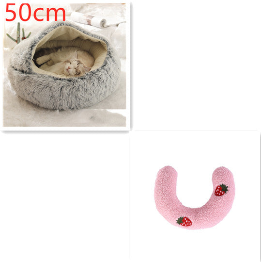 2 In 1 Pet Winter Round Plush Bed House