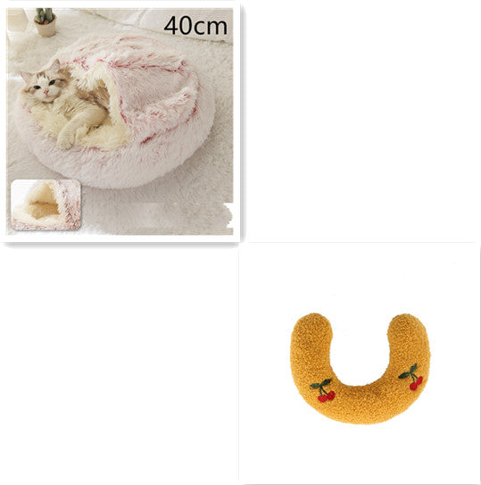 2 In 1 Pet Winter Round Plush Bed House