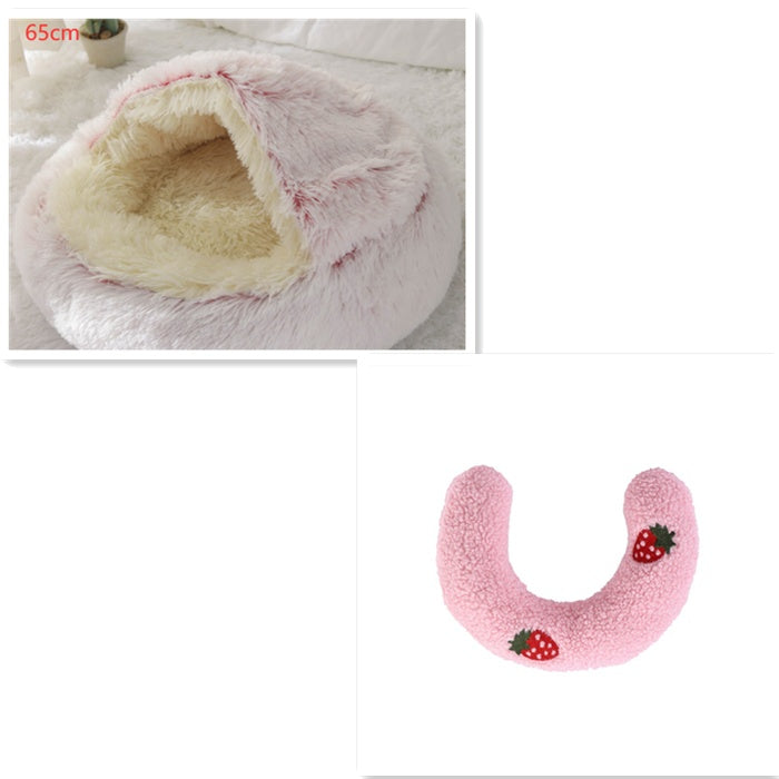 2 In 1 Pet Winter Round Plush Bed House