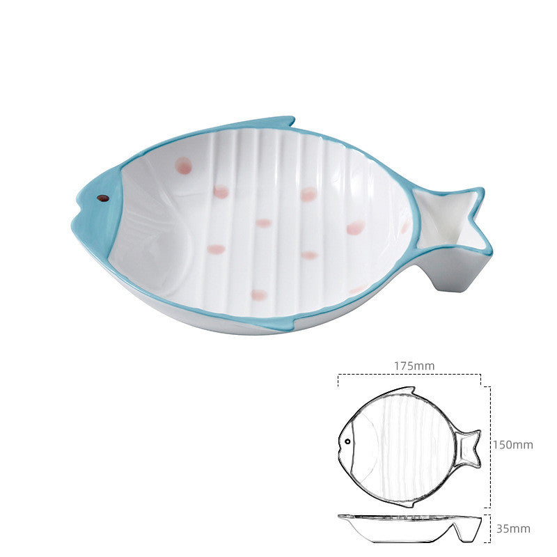 Pet Fish Shaped Ceramic Feeding Bowl Plate