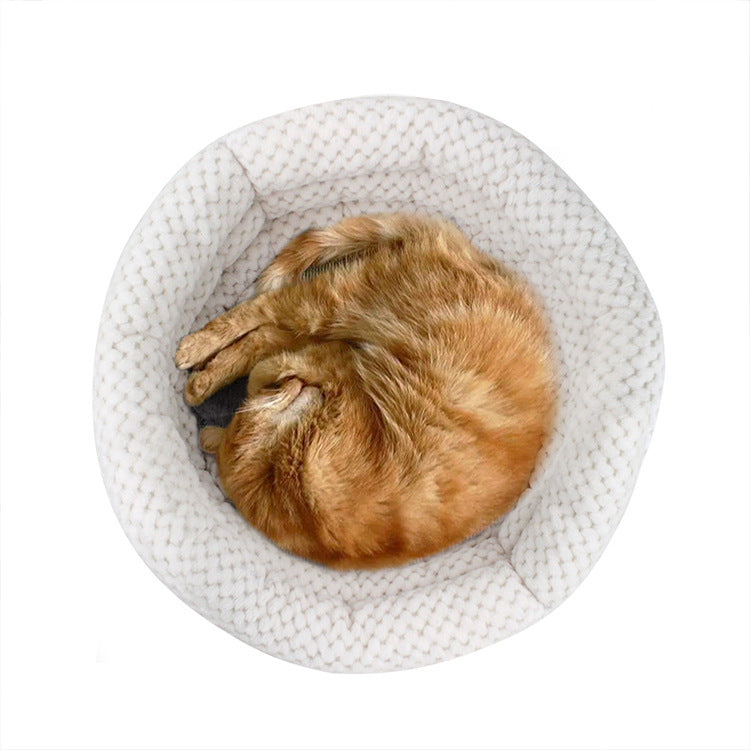 Semi-Closed Round Ice Velvet Deep Sleep Pet Bed