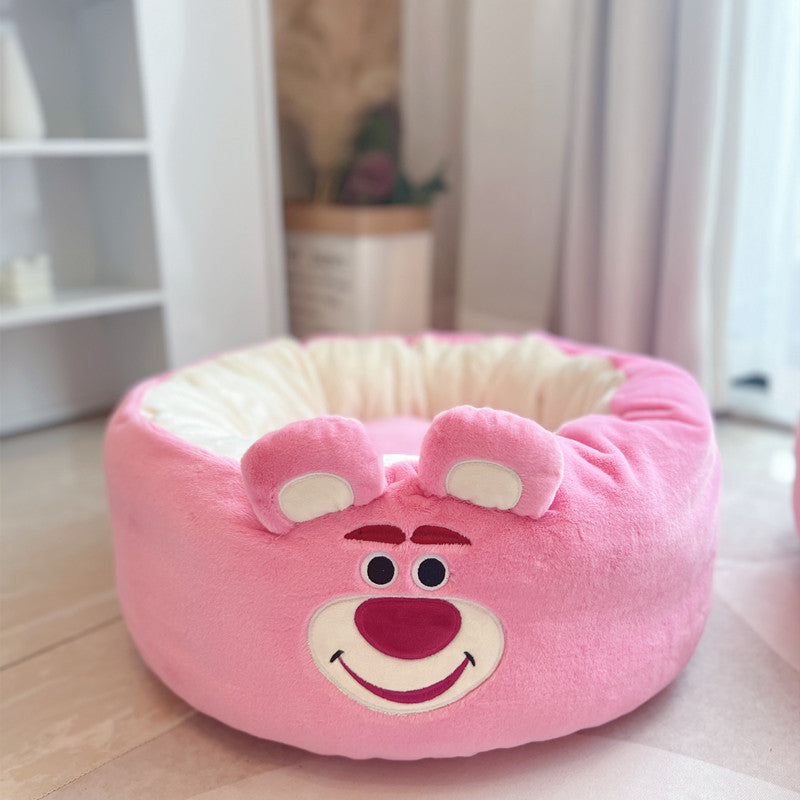 Cartoon Pet Nest Four Seasons Universal Plush Round Cushion Bed