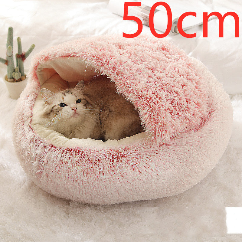 2 In 1 Pet Winter Round Plush Bed House