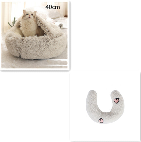 2 In 1 Pet Winter Round Plush Bed House