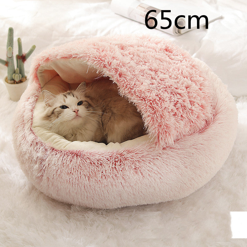 2 In 1 Pet Winter Round Plush Bed House