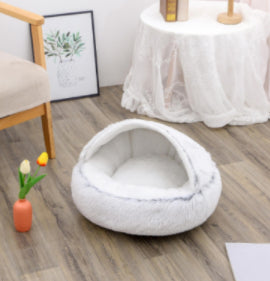 2 In 1 Pet Winter Round Plush Bed House