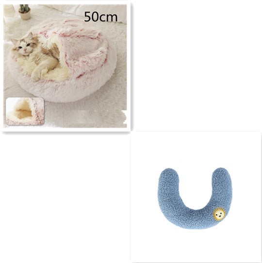 2 In 1 Pet Winter Round Plush Bed House