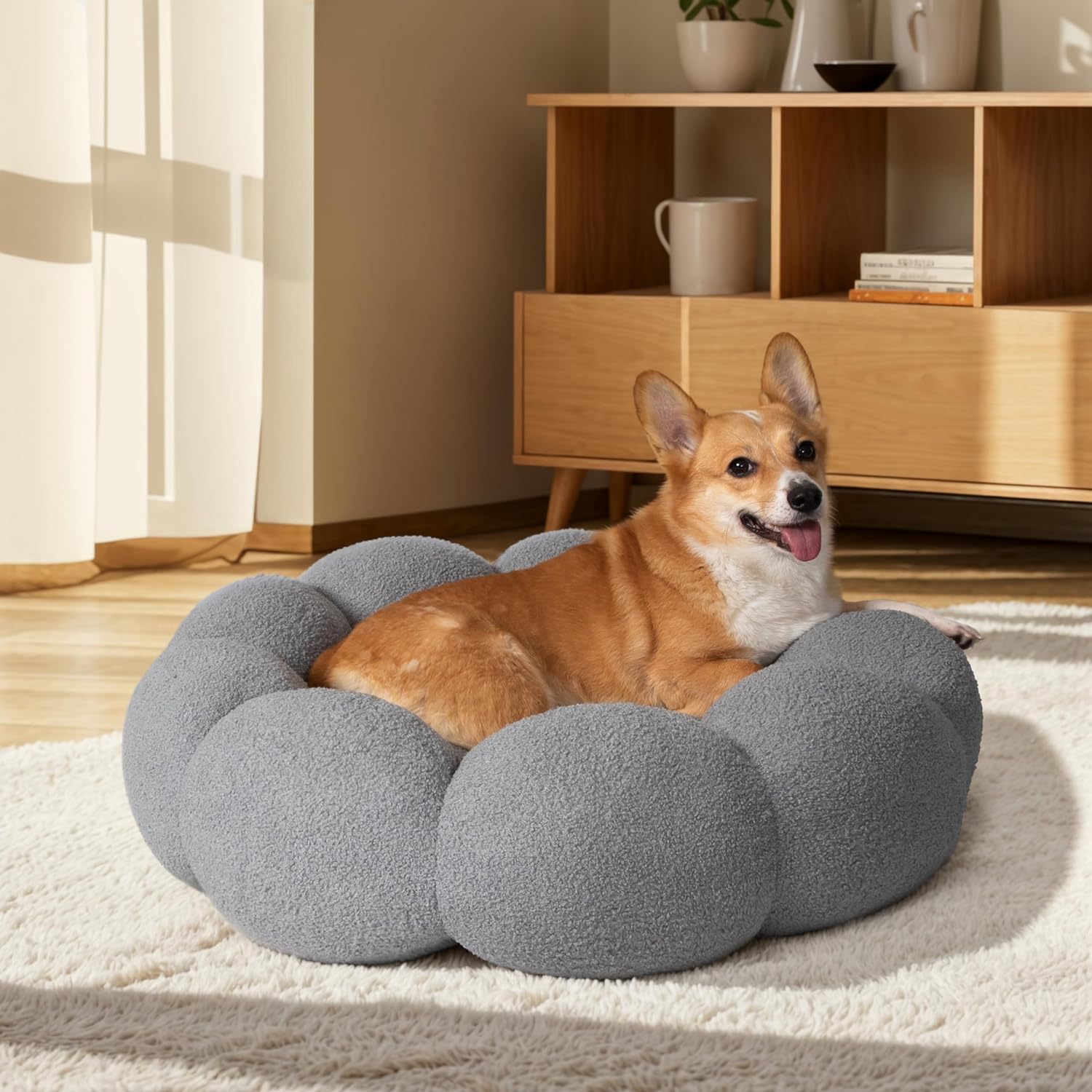 Calming Pet Round Plush Donut Cuddler Bed