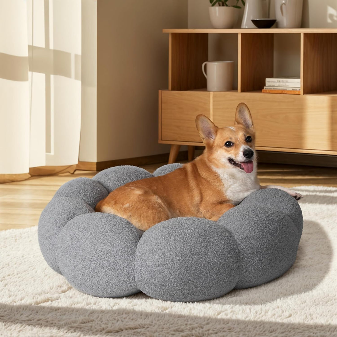 Calming Pet Round Plush Donut Cuddler Bed