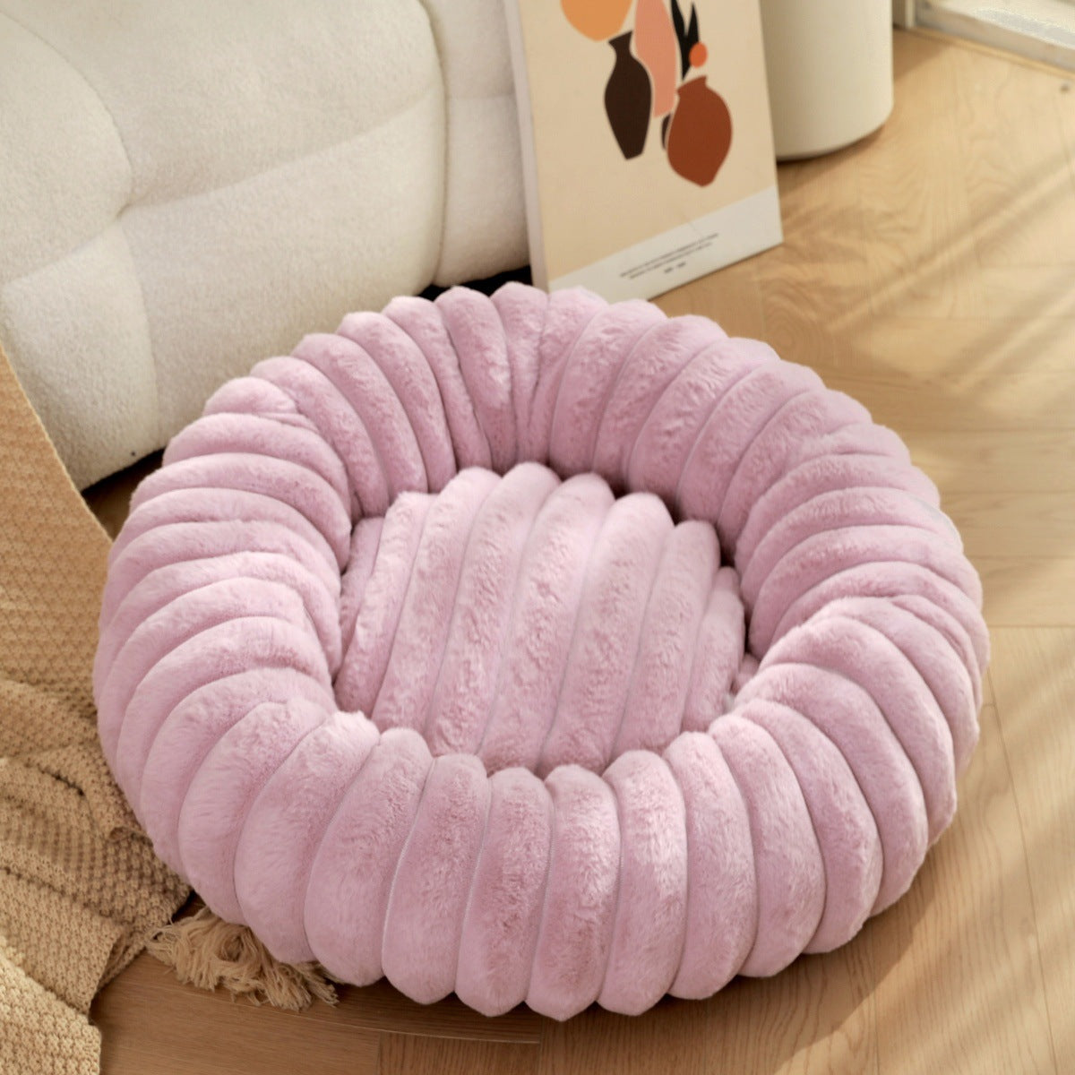 Warm Pet Round Plush Nest Kennel Winter Mat Bed