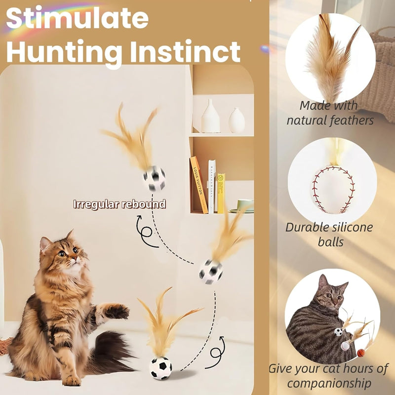 Interactive Pet Feather Bounce Ball Self Entertainment Toy