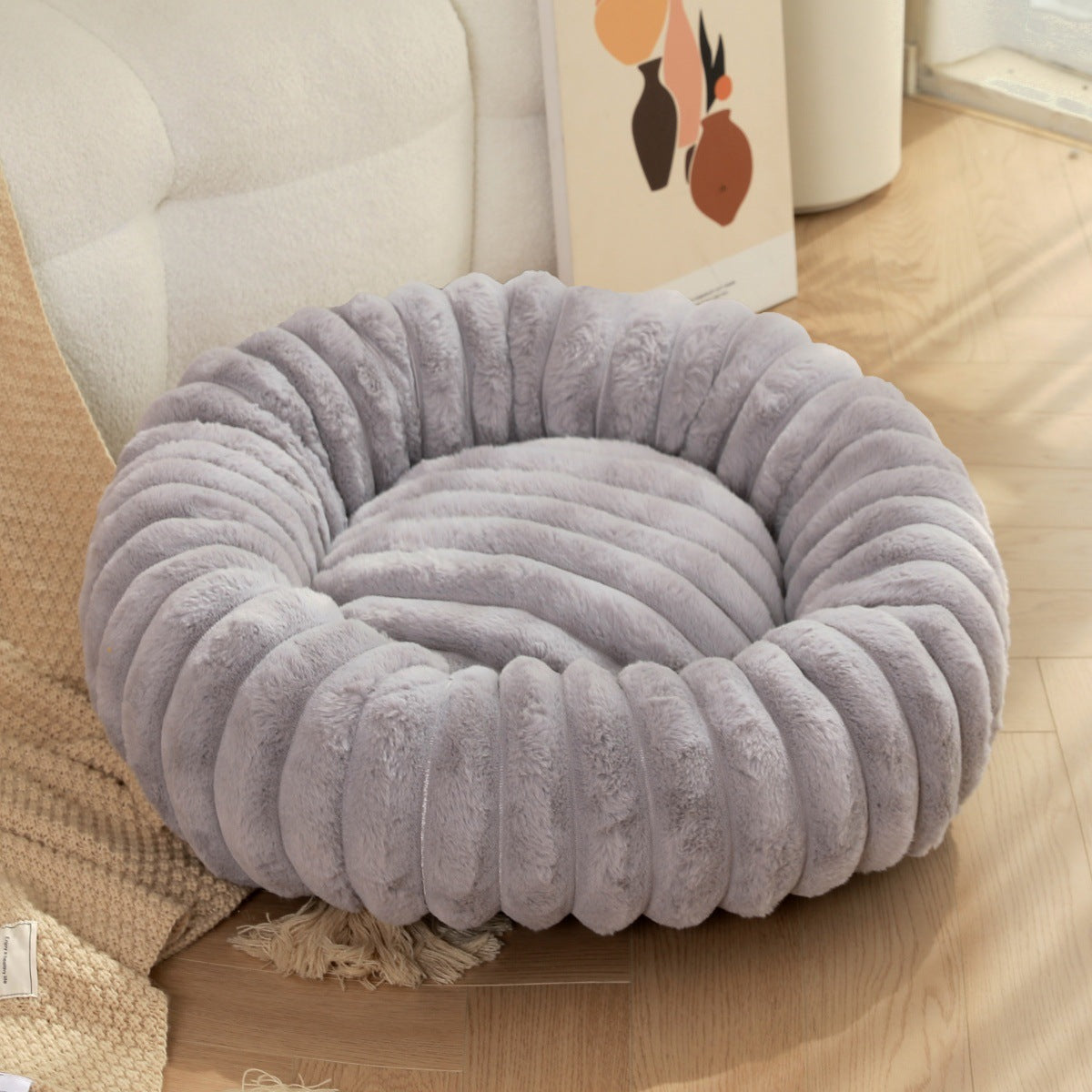 Warm Pet Round Plush Nest Kennel Winter Mat Bed