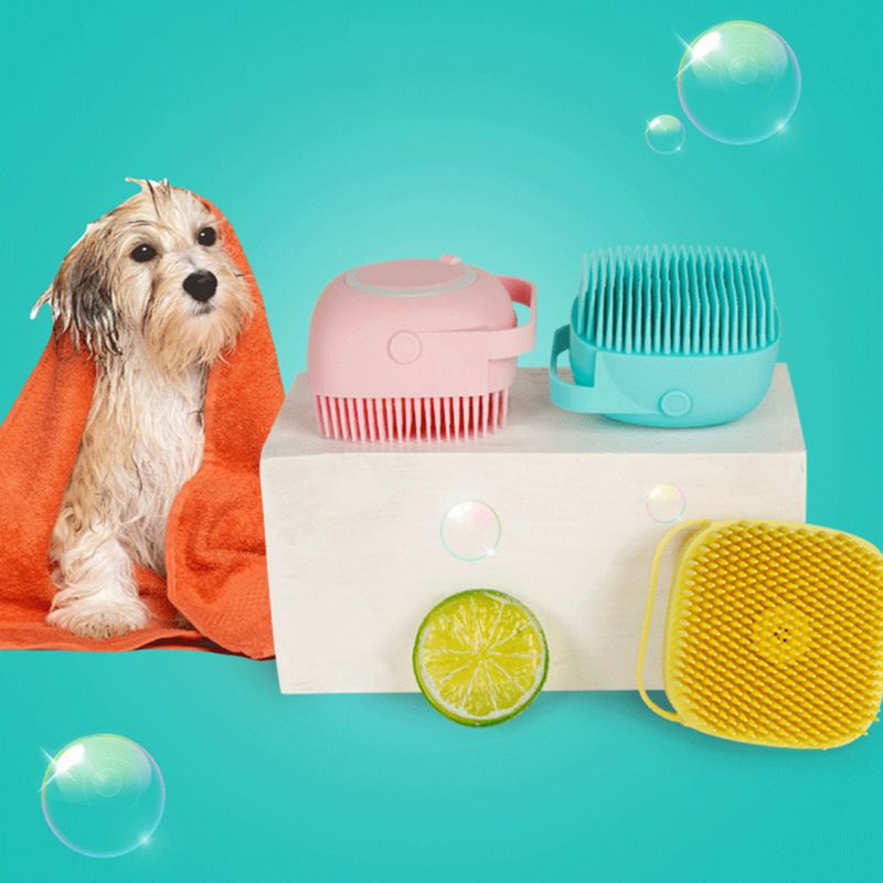Soft Silicone Pet Bath Grooming Shampoo Dispenser Brush