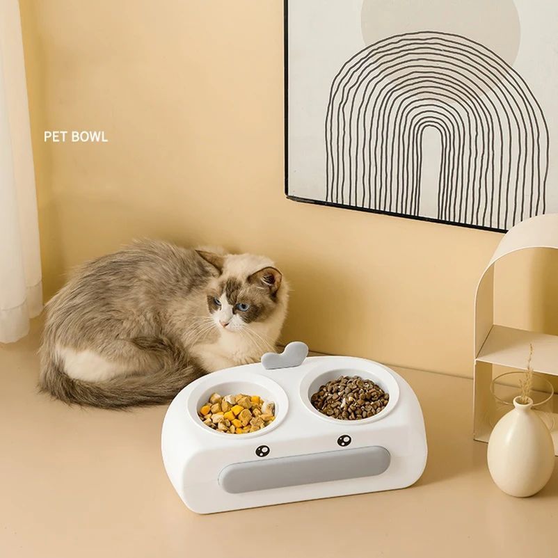 Pet Duck Design Double Bowl Feeding Tray