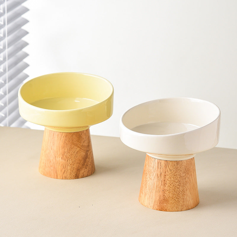 Pet Ceramic Elevated Food Water Bowl Dish Plate