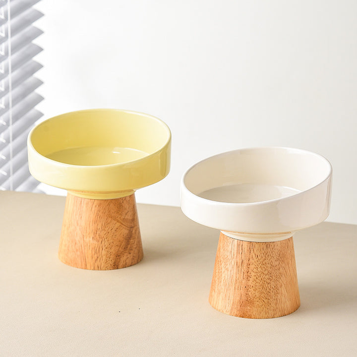 Pet Ceramic Elevated Food Water Bowl Dish Plate