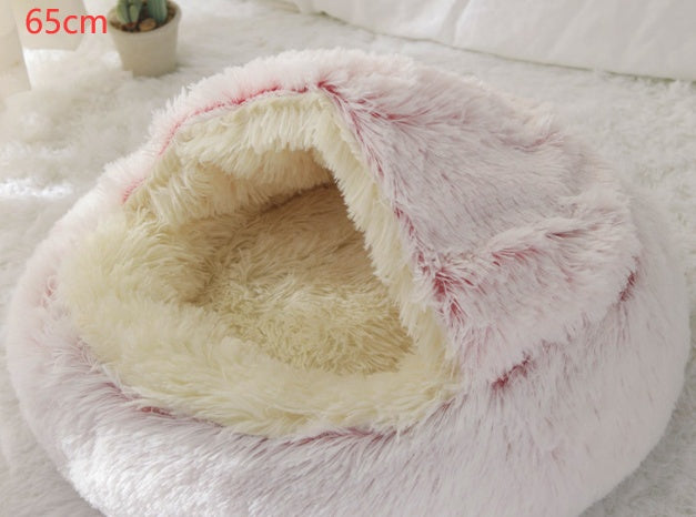2 In 1 Pet Winter Round Plush Bed House