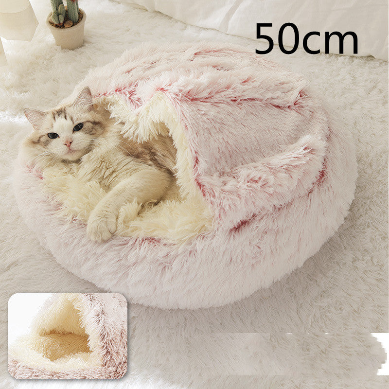 2 In 1 Pet Winter Round Plush Bed House