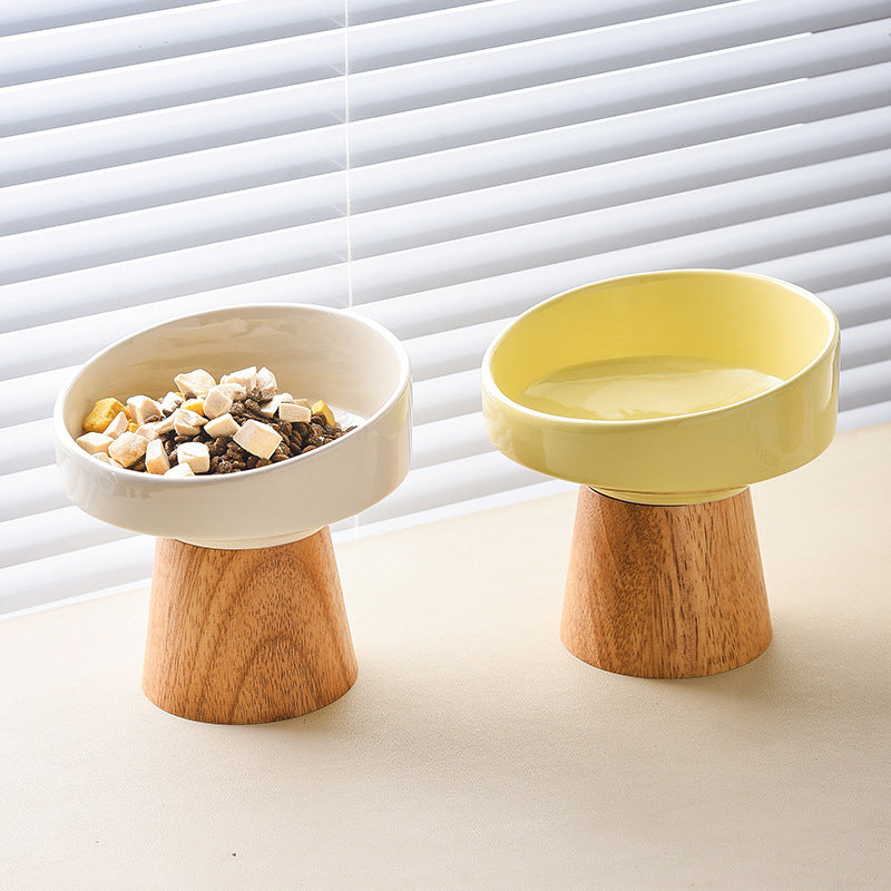 Pet Ceramic Elevated Food Water Bowl Dish Plate