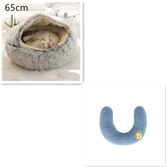 2 In 1 Pet Winter Round Plush Bed House