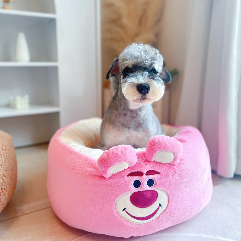 Cartoon Pet Nest Four Seasons Universal Plush Round Cushion Bed