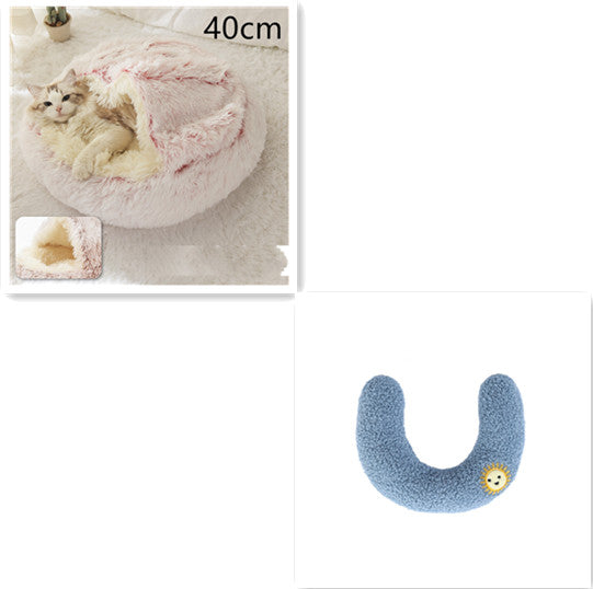 2 In 1 Pet Winter Round Plush Bed House