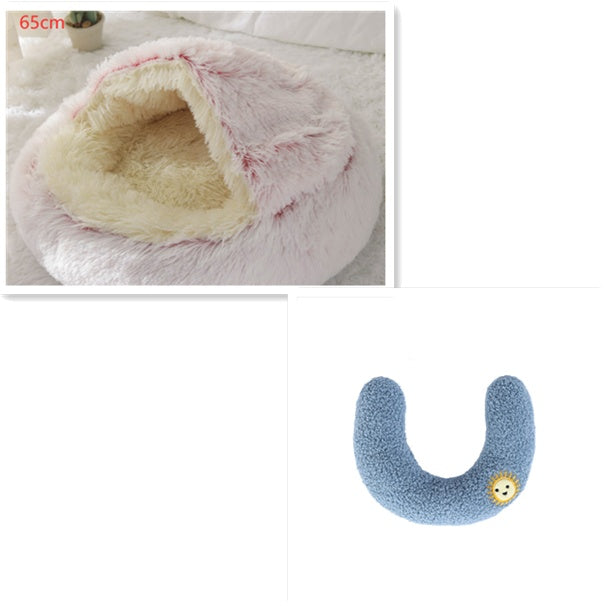 2 In 1 Pet Winter Round Plush Bed House