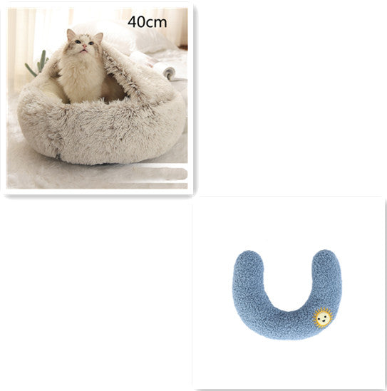 2 In 1 Pet Winter Round Plush Bed House