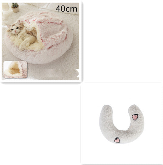 2 In 1 Pet Winter Round Plush Bed House
