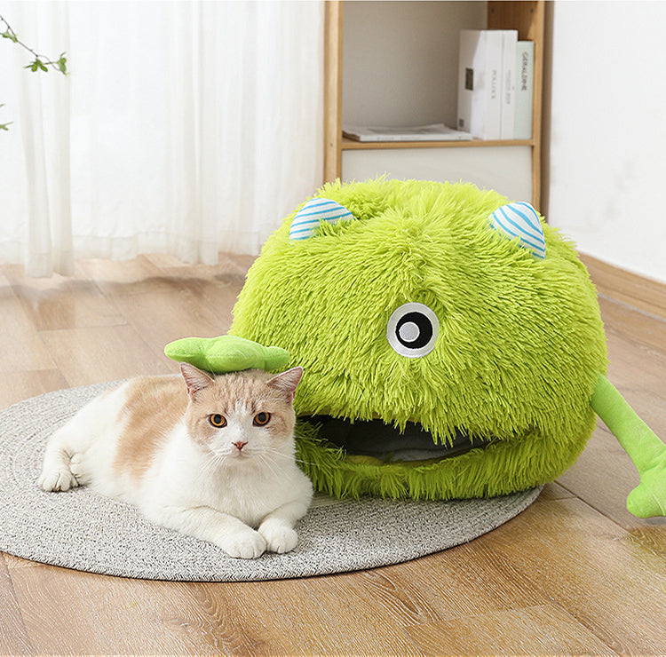 Calming Pet Round Plush Self Warming Cushion Bed