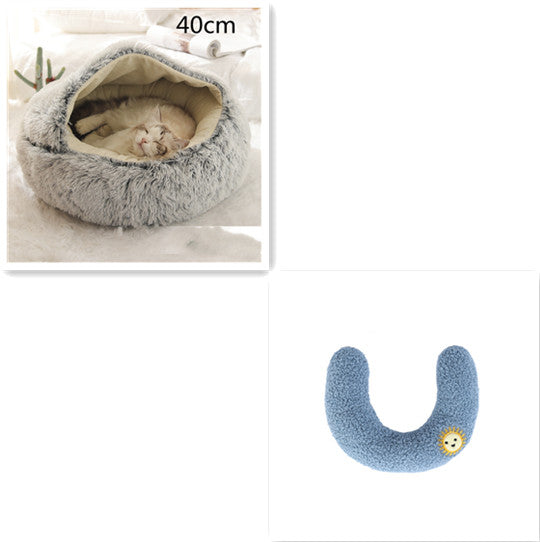 2 In 1 Pet Winter Round Plush Bed House