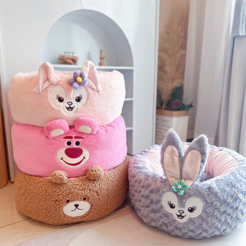 Cartoon Pet Nest Four Seasons Universal Plush Round Cushion Bed