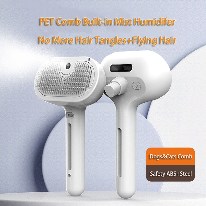 Pet Self-Cleaning Grooming Comb Mist Humidifier Dematting Brush