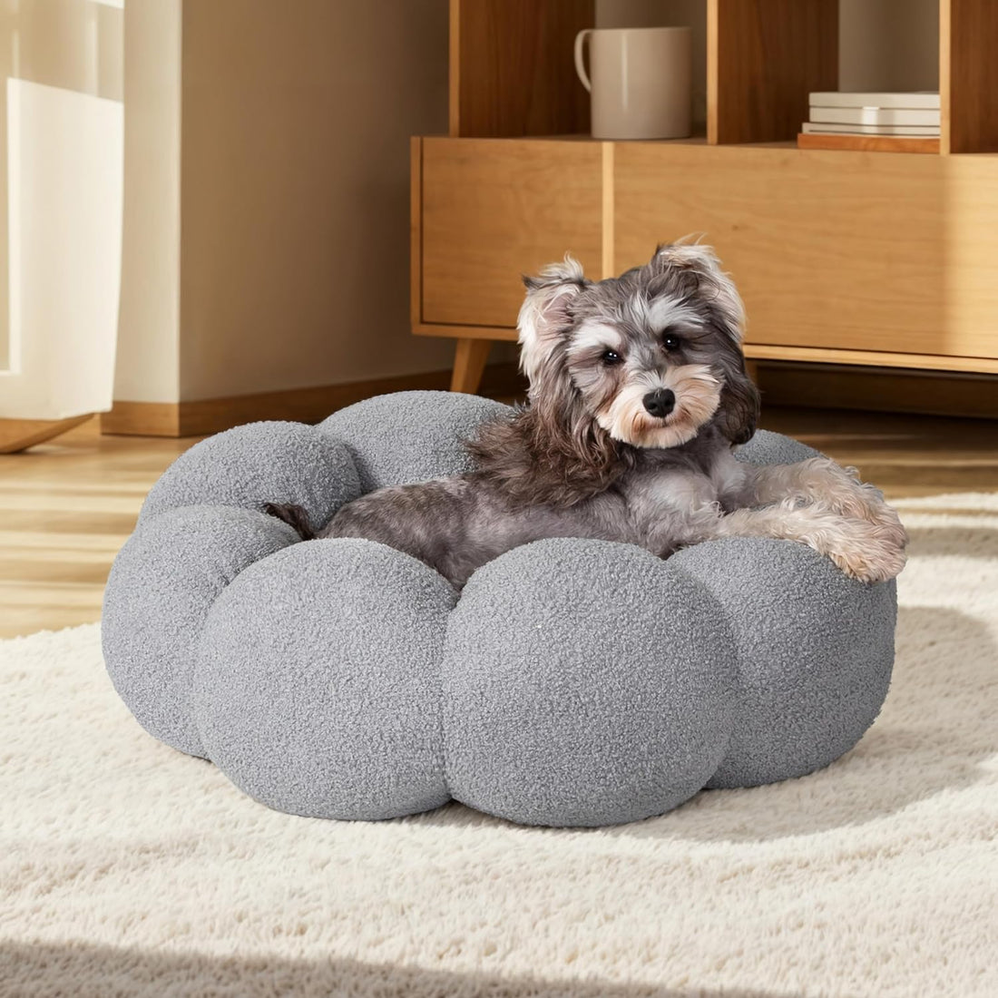 Calming Pet Round Plush Donut Cuddler Bed