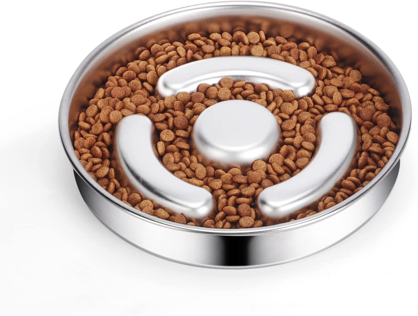 Slow Feeding Pet Bowl with Stainless Steel Neck Guard
