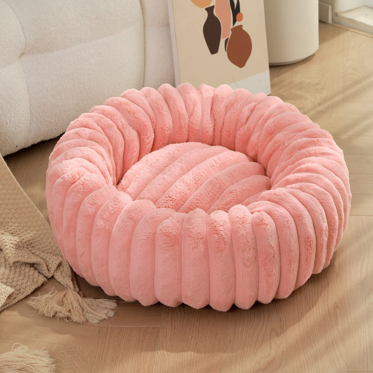 Warm Pet Round Plush Nest Kennel Winter Mat Bed