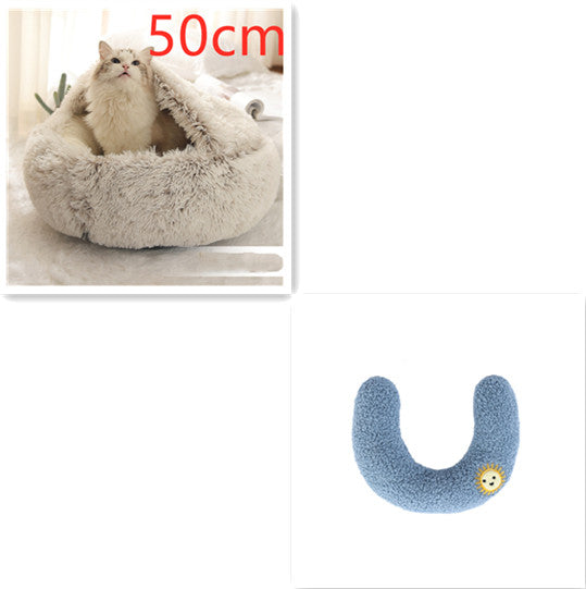 2 In 1 Pet Winter Round Plush Bed House