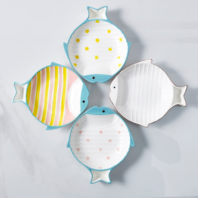 Pet Fish Shaped Ceramic Feeding Bowl Plate