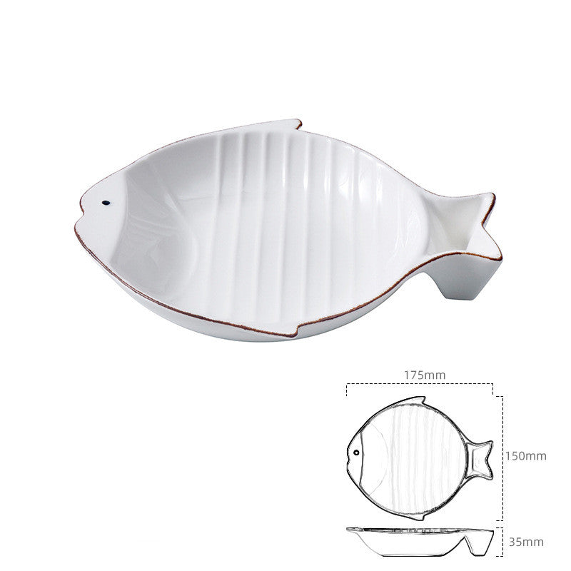 Pet Fish Shaped Ceramic Feeding Bowl Plate