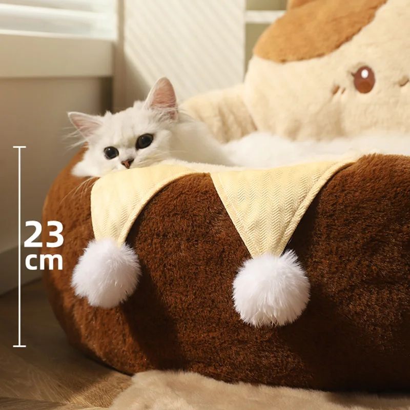 Winter Warm Pet Round Plush Deep Sleep Cushion Bed