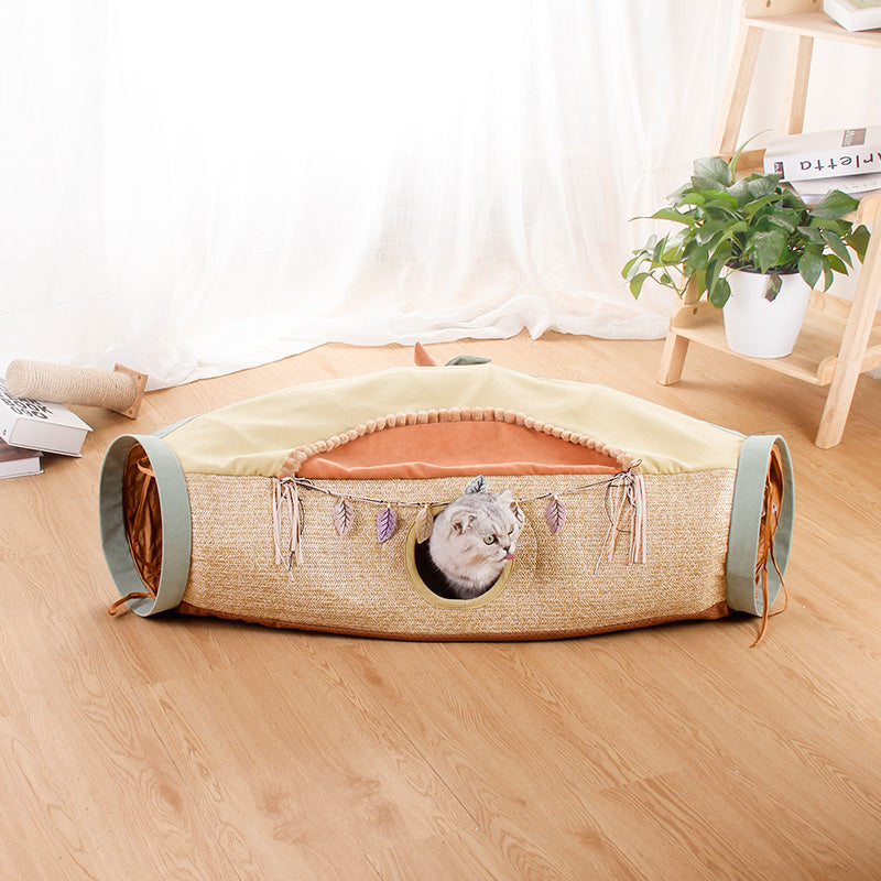 Interactive Pet Tunnel Roll Toy With Peek Hole Design