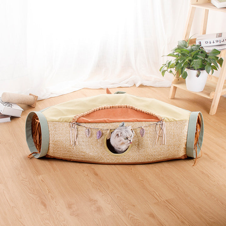 Interactive Pet Tunnel Roll Toy With Peek Hole Design