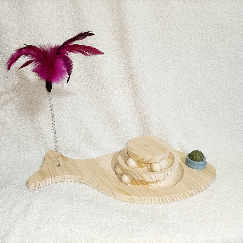 Solid Wood Pet Turntable Interactive Bite Resistant Toy