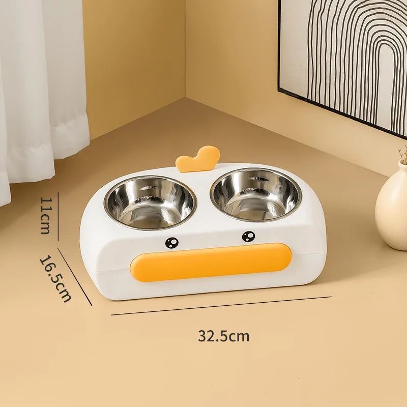 Pet Duck Design Double Bowl Feeding Tray